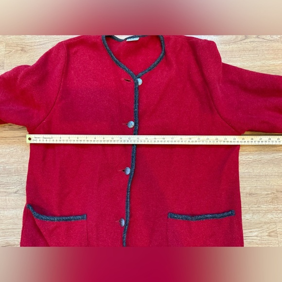 Vintage L.L. Bean Women's Red Boiled Wool Button Front Blanket Coat *Flawed* - Picture 2 of 12